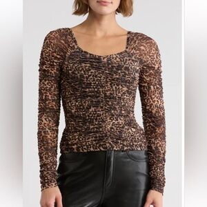 Muse ruched leopard top - new with tags